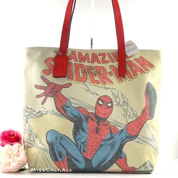 NWT COACH X MARVEL 2PC Spider-Man Tote Bag Gallery Pouch - Picture 3 of 16